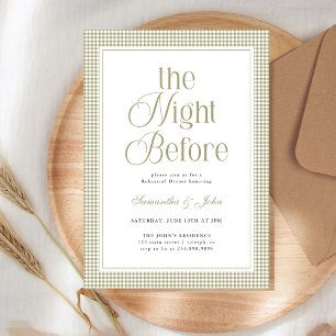 Invitation La Nuit Avant le Dîner de Répétition Gingham Moder