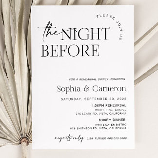 Invitation La Nuit Avant Le Dîner De Répétition Invitation, M