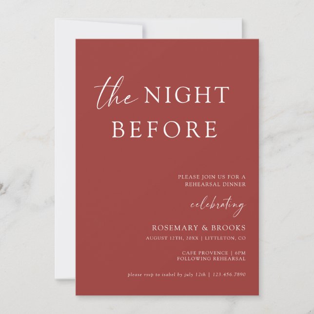 Invitation La Nuit Avant Le Dîner De Répétition Mariage Invit (Devant)