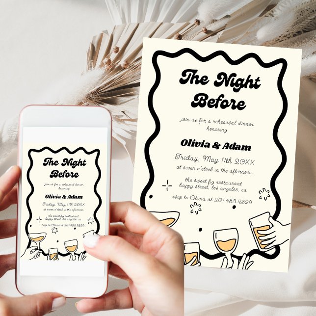Invitation La Nuit Avant Le Dîner De Répétition Rétro (Créateur téléchargé)