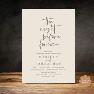 Invitation La Nuit Avant Pour Toujours, Dîner de Répétition d