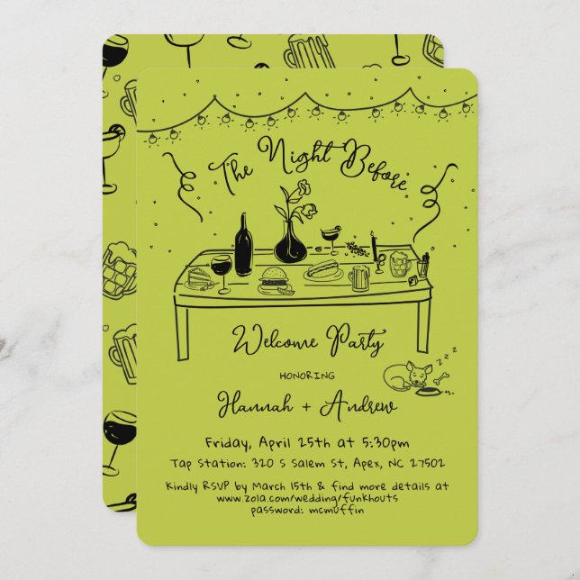 Invitation La nuit de bienvenue de Hannah avant le chihuahua (Devant / Derrière)