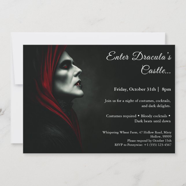 Invitation La nuit de Dracula | Fête de costumes d'Halloween  (Devant)
