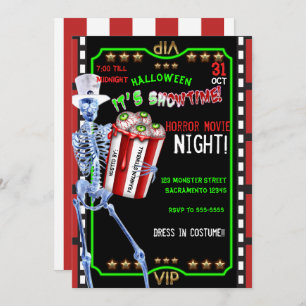 Invitation La nuit du film Halloween à Skeleton Popcorn