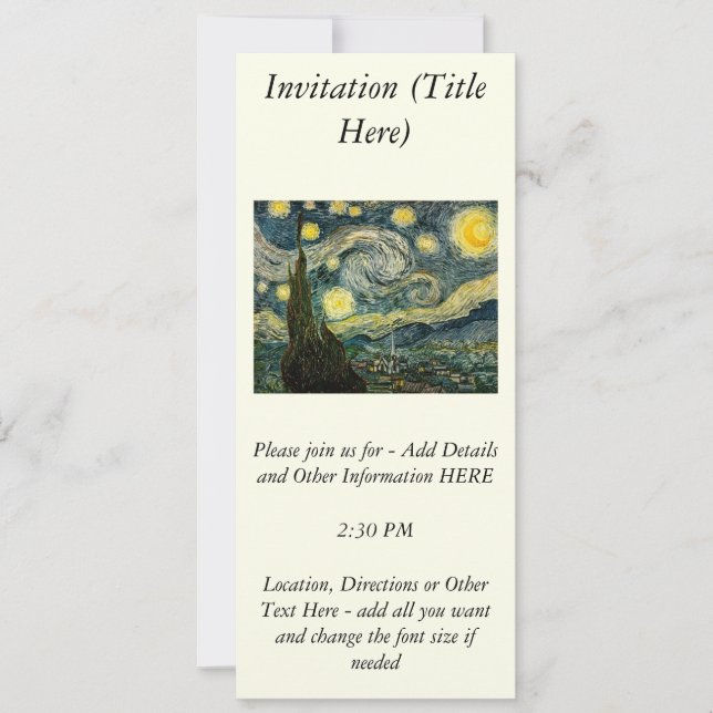 Invitation La nuit étoilée de Vincent van Gogh (1889) (Devant)