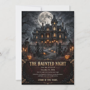 Invitation La Nuit Hantée Manoir Gothique Fête d'Halloween I