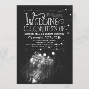 Invitation La nuit romantique allume l'invitation de mariage