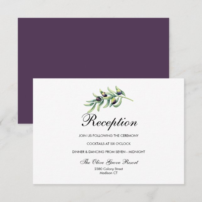 Invitation La Oliveraie | Réception de Mariage Rustique (Devant / Derrière)