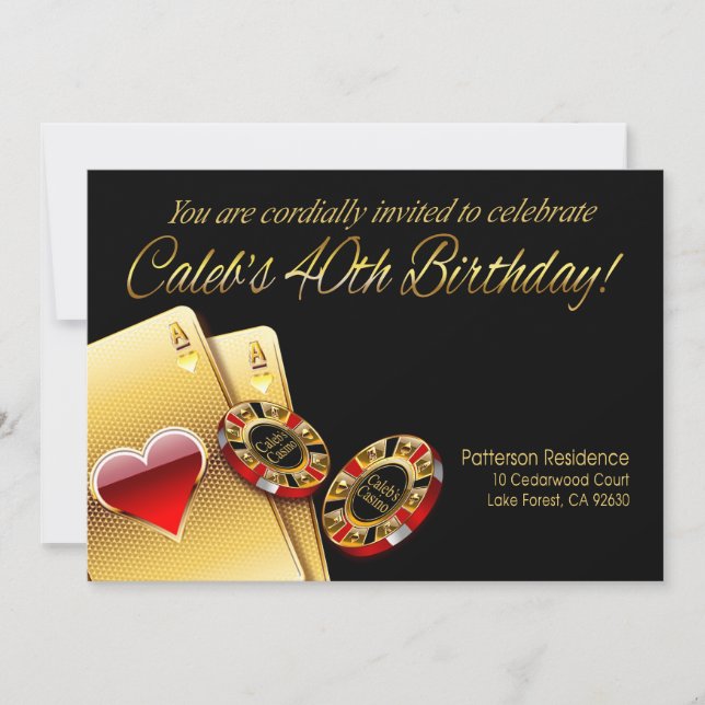 Invitation La partie de casino de Caleb METTRE DES NOMS DANS  (Devant)