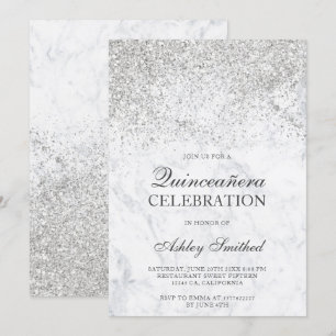 Invitation La parties scintillant d'argent scintille le marbr