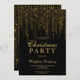 Invitation La parties scintillant d'or illumine le Noël chic
