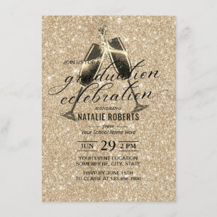 Invitation La Parties scintillant D'Or Moderne Accueille Les 