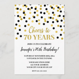 Invitation La Parties scintillant d'or noir Confetti vous ouv