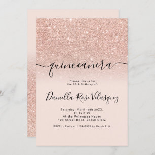 Invitation La parties scintillant d'or Rose scintille pink om