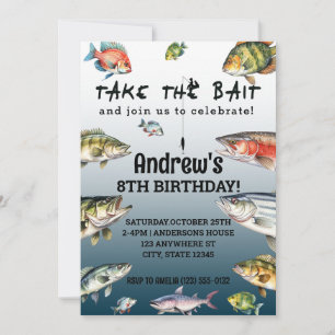 Invitation La Pêche À L'Aquarelle Prenez L'Anniversaire De L'