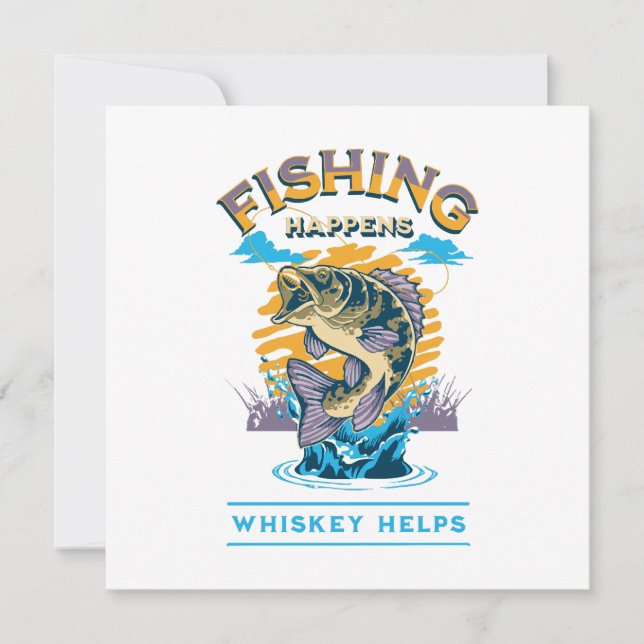 Invitation La pêche arrive. Le whisky aide! (Devant)