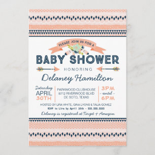 Invitation La pêche tribale de Boho et le Baby shower ethniqu
