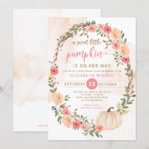 Invitation la petite citrouille est en route pour tomber baby