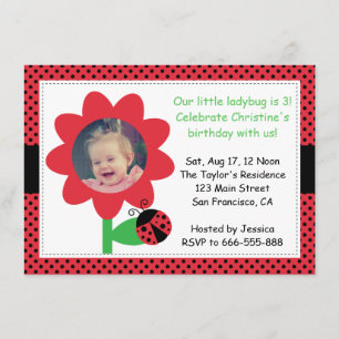 Invitation La petite coccinelle a 3 ans, 3 ans, pois