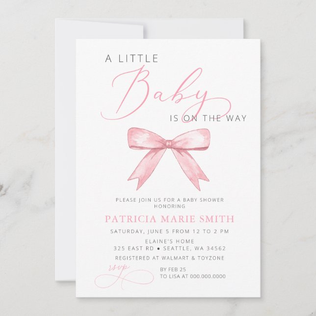 Invitation La Petite Coquette Est Sur Le Chemin Baby shower R (Devant)