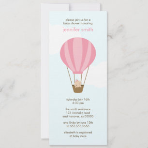 Invitation La petite fille dans un Baby shower de ballons ros