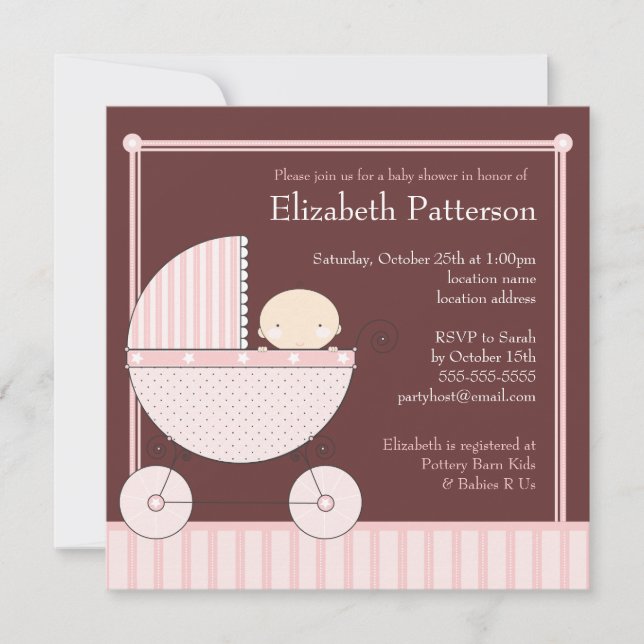 Invitation La petite fille douce au Baby shower de transport  (Devant)