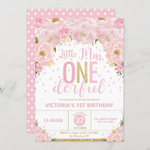 Invitation La petite fille florale floue d'un bel anniversair