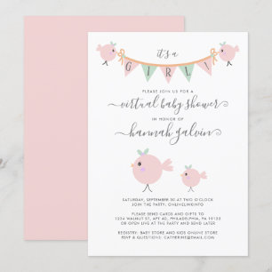 Invitation La petite fille virtuelle Mama Bird Chick Pink