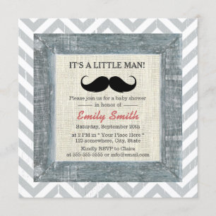 Invitation La petite moustache Chevron d'homme barre le baby