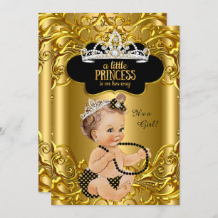 Invitation La petite princesse est en chemin Baby shower Brun