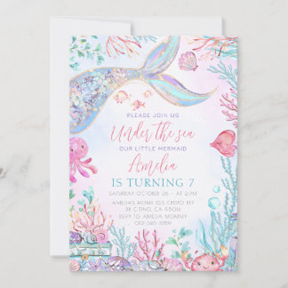 Invitation La Petite Sirène Sous La Mer Anniversaire