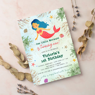 Invitation La Petite Sirène Sous La Mer Anniversaire Paillett