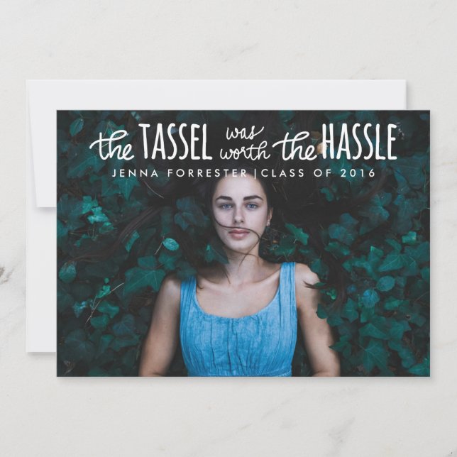 Invitation La Photo De Graduate Tassel Vaut Le Script Hassle (Devant)