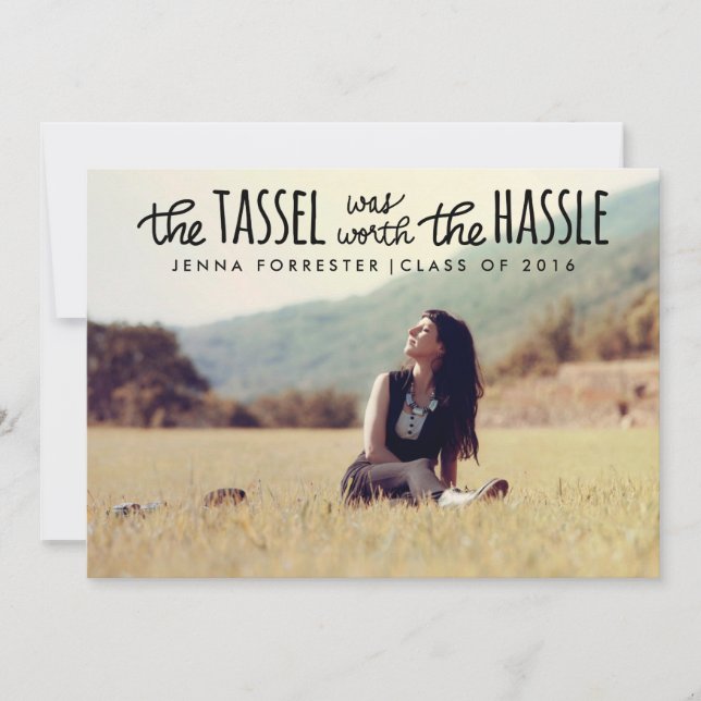 Invitation La Photo D'Un Diplômé Tassel Vaut La Peine Du Scri (Devant)