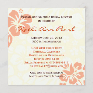 Invitation La plage fleurit la Fête de la mariée - corail