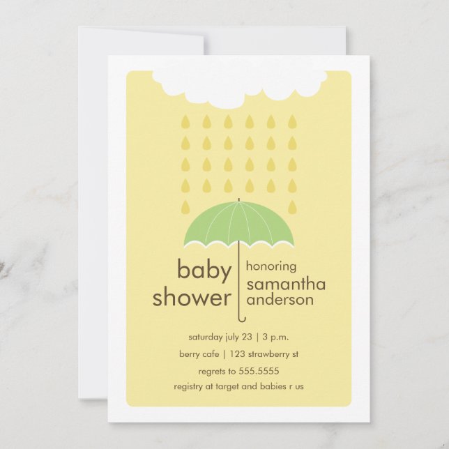 Invitation La pluie laisse tomber l'invitation du Baby shower (Devant)