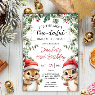 Invitation La plupart des ONE-rrifiques Écureuil Noël 1er