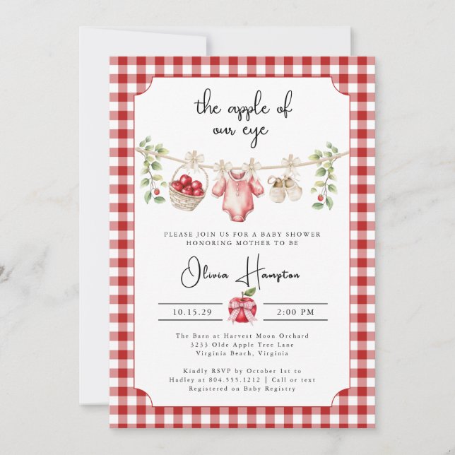 Invitation La pomme de notre Baby shower oculaire (Devant)