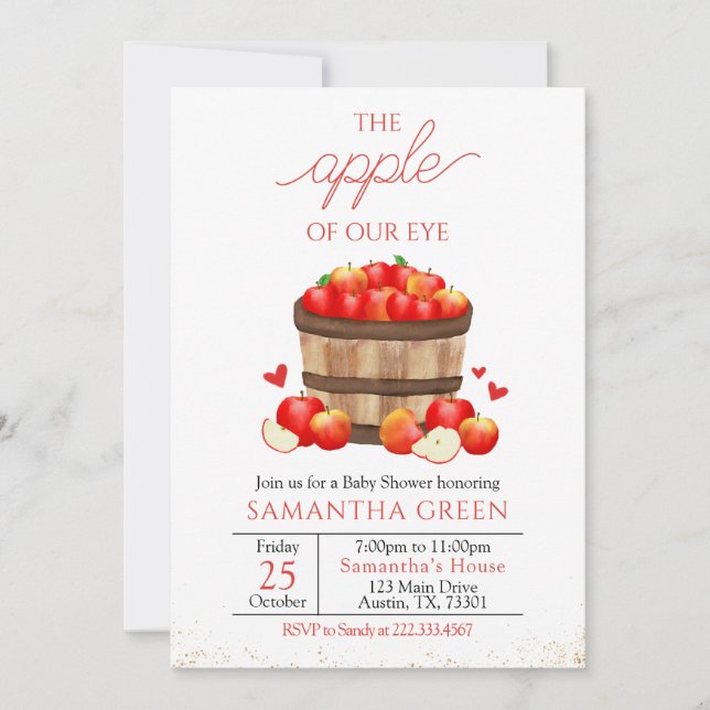 Invitation La pomme du Baby shower oculaire (Devant)