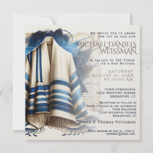 Invitation La prière Bar Mitzvah Shawl Scroll