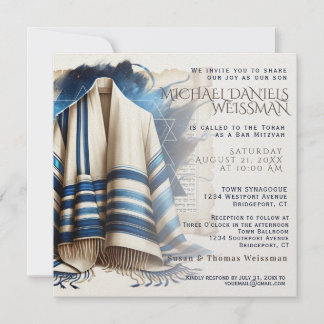 Invitation La prière Bar Mitzvah Shawl Scroll