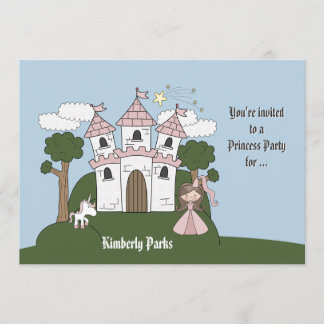Invitation La princesse et sa licorne - fête d'anniversaire