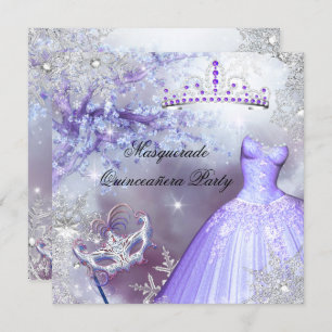 Invitation La princesse magique Quinceanera Masquerade violet