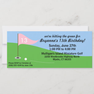 Invitation La Princesse Pink frappe le Green Golf Birthday Pa