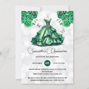 Invitation La princesse verte Quinceañera imaginaire lune ros