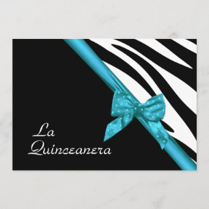 Invitation La Quinceanera Zebra et Ribbon Blue