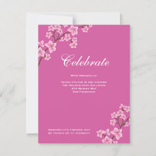 Invitation La réception Bat mitzvah Annabelle en fleurs roses