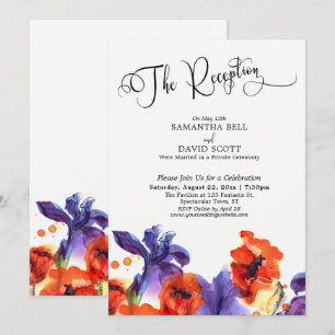 Invitation "La Réception" Typographie Coquelicots rouges Iris