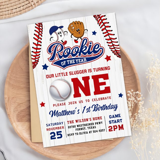 Invitation La recette de l'année Baseball 1er Anniversaire Ph (Créateur téléchargé)