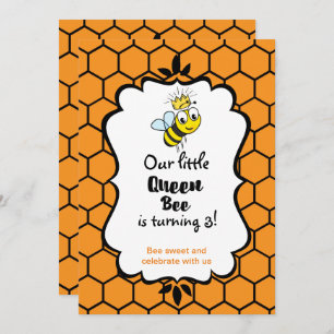 Invitation La reine Bee mignonne Bumble Bee avec la couronne
